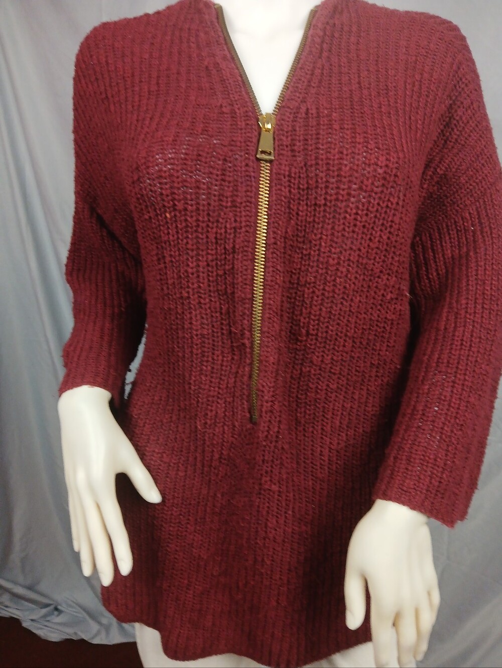 ABS Allen Schwartz Burgundy Half-Zip Knit Sweater